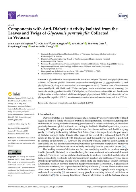 Pdf Components With Anti Diabetic Activity Isolated From The Leaves