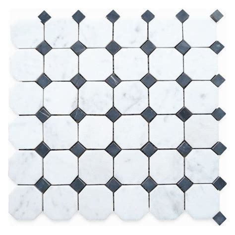 Carrara Marble Octagon Mosaic Vintage Tile Honed 2 White Venato 1