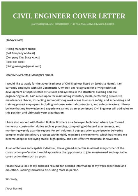 Civil Engineer Cover Letter Example Template | RG | Cover letter for ...