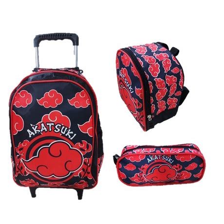 Mochila Naruto Akatsuki Rodinhas Lancheira Estojo Bolsa Escolar