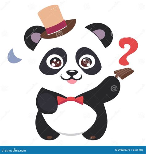 Panda With A Big Red Question Mark Vector Illustration CartoonDealer