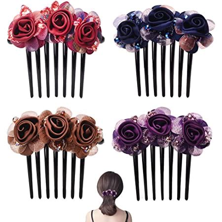 Amazon Kuuguu Pcs Women Flower Hair Comb Pins Rhinestone Slide