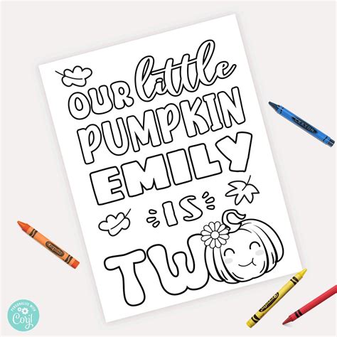 Editable Little Pumpkin Birthday Coloring Page Our Little Etsy