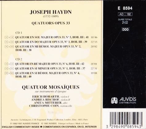 Quatuors Opus By Joseph Haydn Quatuor Mosa Ques Cd X