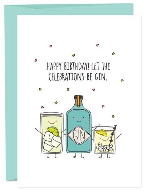 Happy Birthday Celebrations Be Gin Card Humdrum Paper