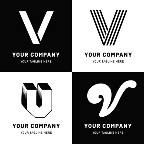 Black And White Letter V Logo Set 2965415 Vector Art At Vecteezy