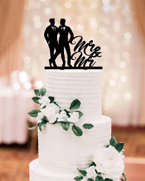 Mr And Mr Gay Wedding Cake Topper For Two Men Two Grooms Wedding Cake Decor Two Men