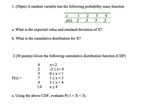 Solved 1 50pts A Random Variable Has The Following