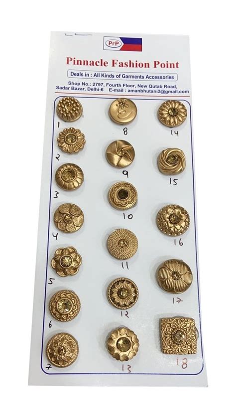 Plastic Round Party Wear Golden Garment Button For Garments Packaging