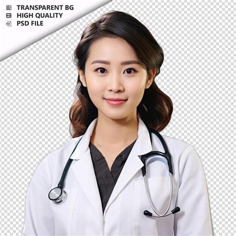 Femelle Pharmacienne Asiatique Sur Fond Blanc Blanche Isol E Psd Premium