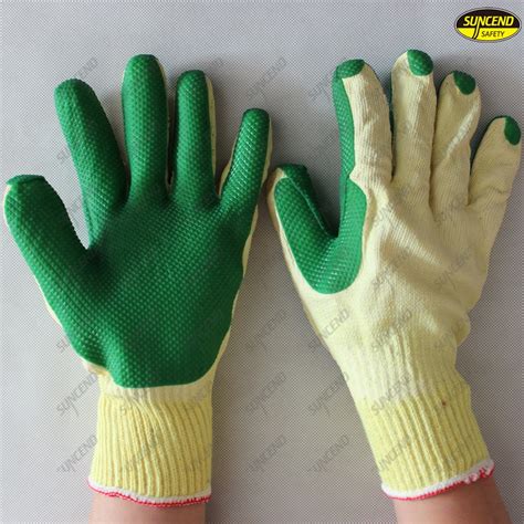 Construction safety hand work grain rubber coated gloves