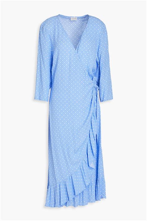 By Malene Birger Polka Dot Crepe Midi Wrap Dress The Outnet