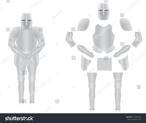 Knight Armor Disassembled Vector Illustration Isolated Stock Vector