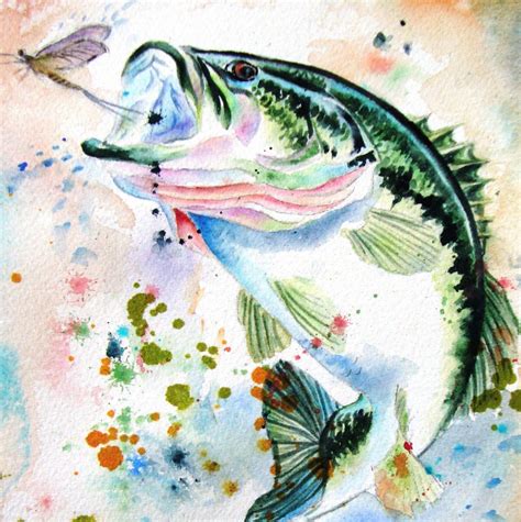 Largemouth Bass Watercolor Painting Original Limited Edition Etsy