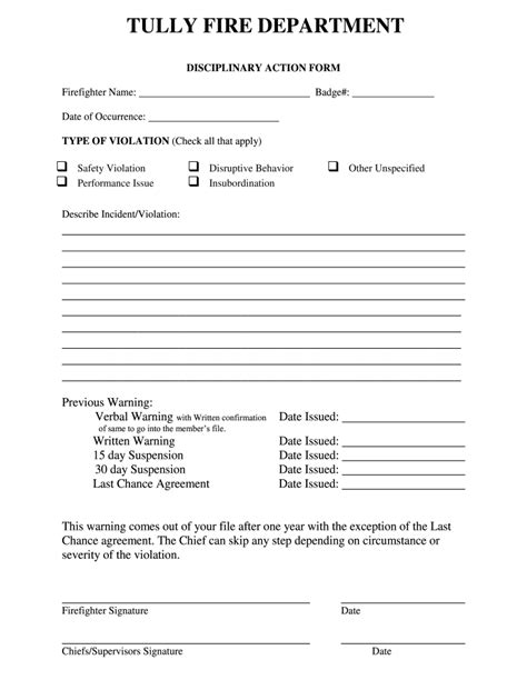 Disciplinary Action Form Printable Printable Forms Free Online