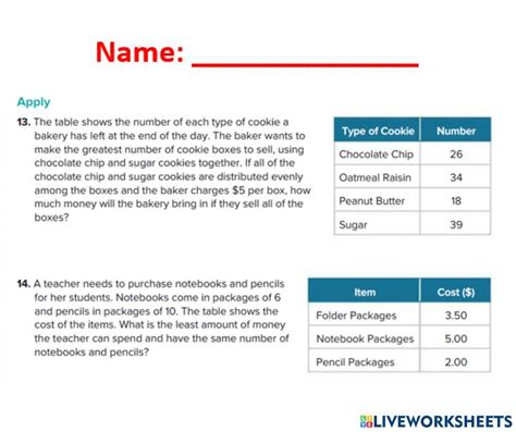 Greatest Common Factor Activity Gcf And Lcm Word Problems Task