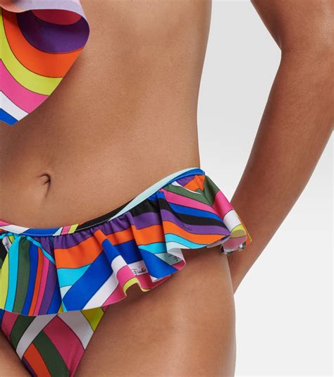 Ruffle Trimmed Printed Bikini In Multicoloured Pucci Mytheresa