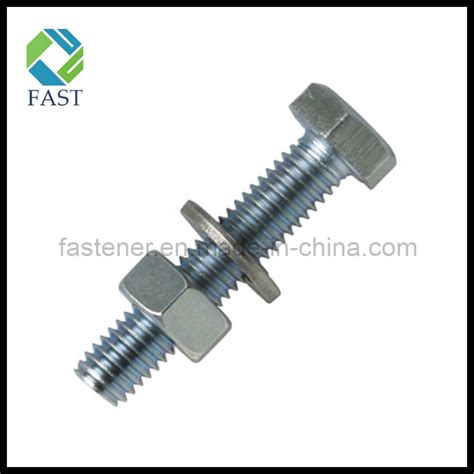 Zinc Plated Galvanized Carbon Steel Hex Bolt With Nut And Washer Hex