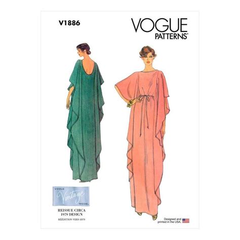 Vogue Sewing Pattern V1886 Misses 1970s Vintage Caftan