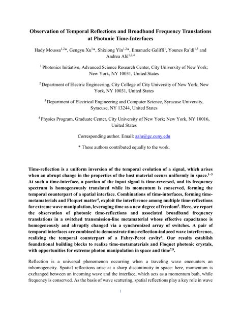 PDF Observation Of Temporal Reflections And Broadband Frequency