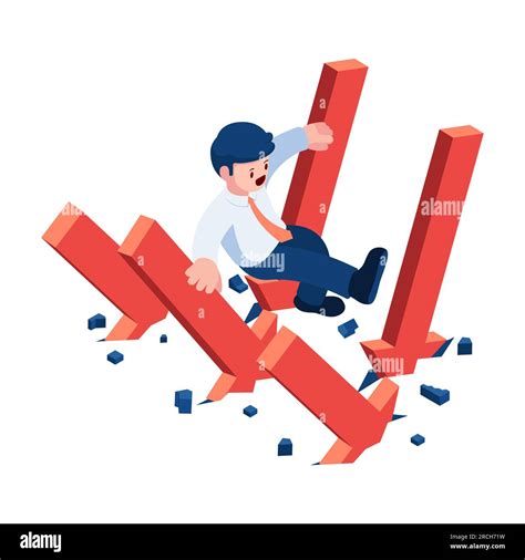 Flat 3d Isometric Evading Falling Financial Graph Financial Crisis