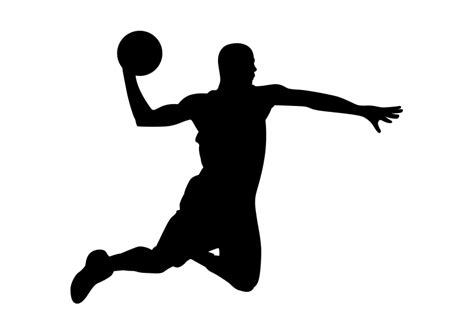 Basketball Player Black Silhouette On White Background