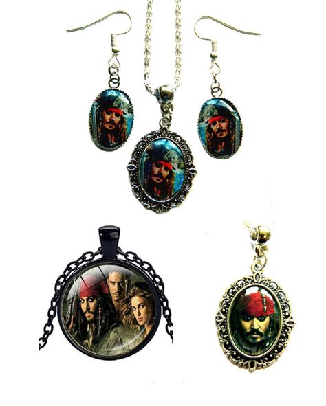 Pirates Of The Caribbean Necklace Pendant Charm Jack Sparrow Earrings