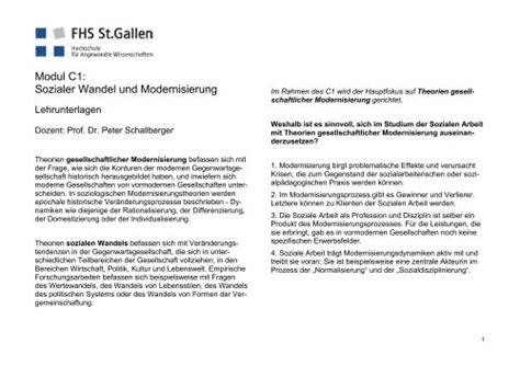 Modul C Sozialer Wandel Und Modernisierung Peter Schallberger