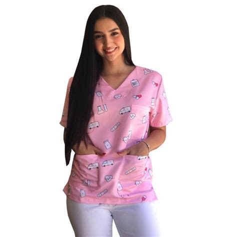 Camisa Pijama Cirúrgico Rosa Enfermagem Ponto Dos Uniformes Pijama