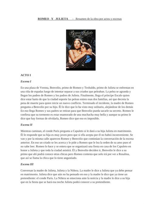 Pdf Romeo Y Julieta Resumen De La Obra Por Actos Y Escenas