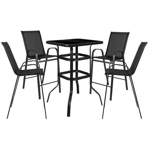 Alamont Home Brazos Outdoor Square Modern Steel Piece Patio Set Black