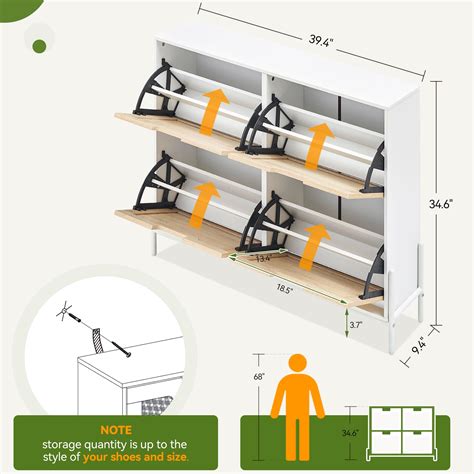 Gaomon Natural Rattan Flip Door Shoe Rack Storage Cabinet Shoe