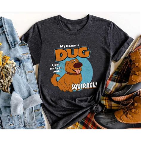 Retro 90s My Name Is Dug Squirrel Shirt Disney Up Dug Dog T Inspire