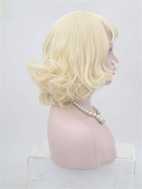 613 Cute Bang Blonde Bob Wavy Lace Front Wig Synthetic Wigs Babalahair