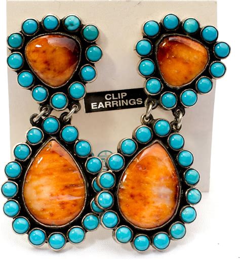 Amazon Spiny Oyster Shell And Turquoise Clip Earrings By Federico