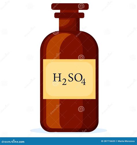 H2SO4 Sulfuric Acid In Dark Glass Bottle Isolated On White Background