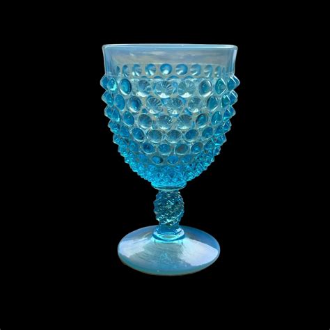 Fenton Blue Hobnail Opalescent Glass Wine Goblet 5 Available Price Per Glass Etsy