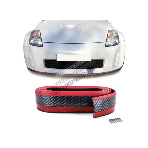 Front Spoiler Lip Universal Flexible Mx Cm Carbon Optics Red Races