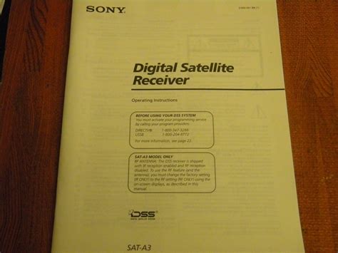 Sony Digital Satellite Receiver Operating Instructions Sat A3 Sat B3 Max Marine Electronics