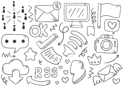 Premium Vector Hand Drawn Social Media Element Collection