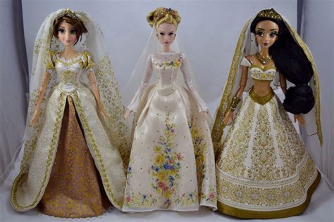 Three Wedding Dolls Rapunzel Cinderella And Jasmine Disney Store Limited Edition 17 Dolls