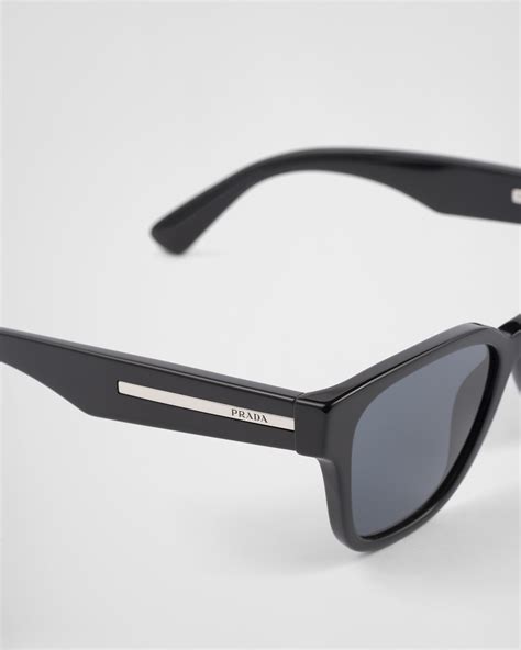 Graphite Crystal Lenses Sunglasses With Iconic Metal Plaque Prada