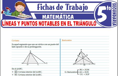 Líneas Y Puntos Notables En El Triángulo Para Quinto De Secundaria