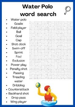 Water Polo Words Search Puzzles Worksheets Activity By Owl Puzzles