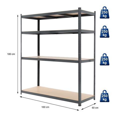 Prateleiras De Oficina Antracite 180x160x60 Cm De Metal Revestido A