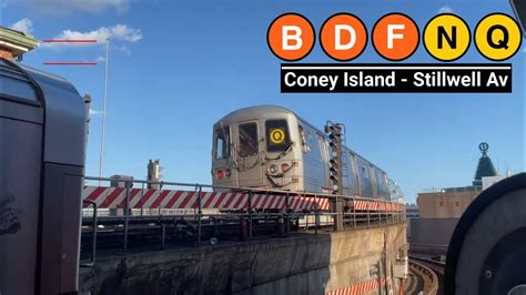 NYC Subway B D F N Q Train Action At Coney Island Stillwell Avenue PM