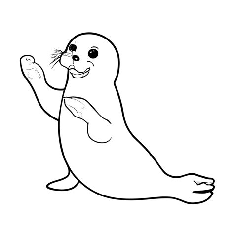 Coloring Page Black And White A Baby Seal Clapping Creative Fabrica