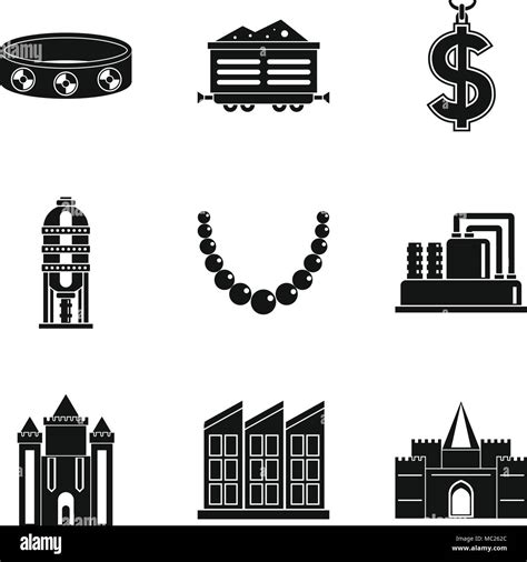 Material Wealth Icons Set Simple Style Stock Vector Image And Art Alamy