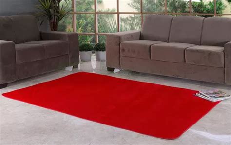 Alfombra Lisa Para Sala De Estar Y Dormitorio Color Rojo Mercadolibre