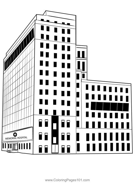 Memorial Hospital Coloring Page For Kids Free Hospitals Printable